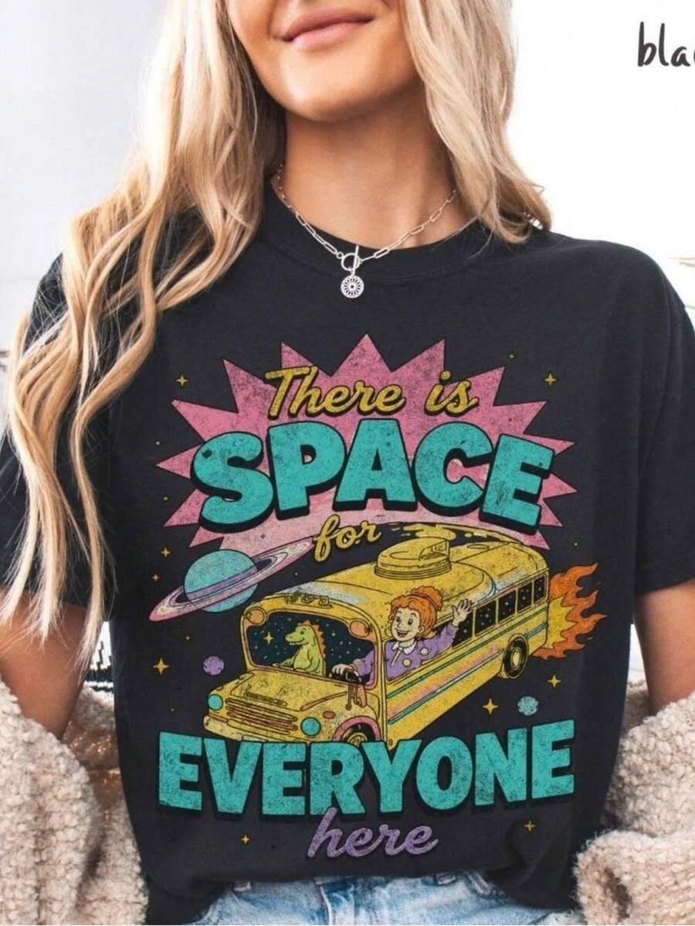 Black "There Is Space For Everyone" Graphic Tee